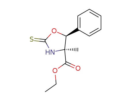 4-Oxazolidinecarboxylic acid, 4-methyl-5-phenyl-2-thioxo-, ethyl ester,
trans-