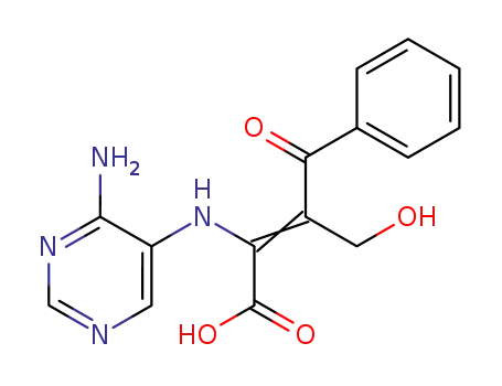 Molecular Structure of 86475-08-3 (2<(4-amino-5-pyrimidinyl)amine>-4-oxo-3-(hydroxymethyl)-4-phenyl-2-butenoic acid)
