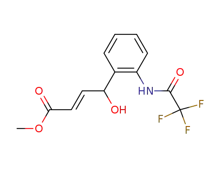 Molecular Structure of 78839-85-7 (2-Butenoic acid, 4-hydroxy-4-[2-[(trifluoroacetyl)amino]phenyl]-, methyl
ester)