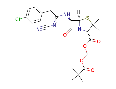 6β-{[2-(4-chloro-phenyl)-<i>N</i>-cyano-acetimidoyl]-amino}-penicillanic acid 2,2-dimethyl-propionyloxymethyl ester