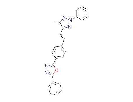 Molecular Structure of 59098-58-7 (1,3,4-Oxadiazole,
2-[4-[2-(5-methyl-2-phenyl-2H-1,2,3-triazol-4-yl)ethenyl]phenyl]-5-phenyl-)