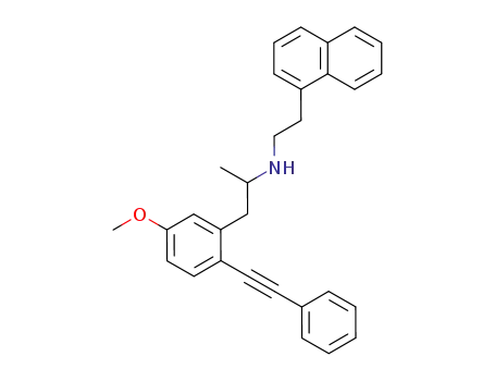 Molecular Structure of 112399-18-5 (1-Naphthaleneethanamine,
N-[2-[5-methoxy-2-(phenylethynyl)phenyl]-1-methylethyl]-)