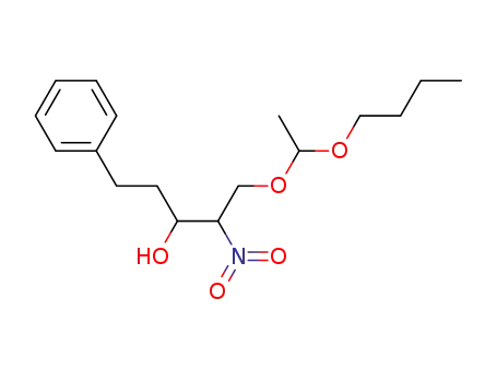 Molecular Structure of 89449-84-3 (Benzenepropanol, a-[2-(1-butoxyethoxy)-1-nitroethyl]-)