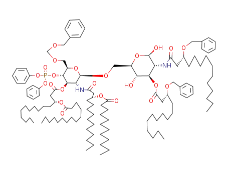 Molecular Structure of 103360-16-3 (6-O-<6-O-benzyloxymethyl-2-deoxy-2-<(R)-3-dodecanoyloxytetradecanoylamino>-3-O-<(R)-3-tetradecanoyloxytetradecanoyl>-β-D-glucopyranosyl>-3-O-<(R)-3-benzyloxytetradecanoyl>-2-<(R)-3-benzyloxytetradecanoylamino>-2-deoxy-D-glucose 4'-(diphenyl phosphate))