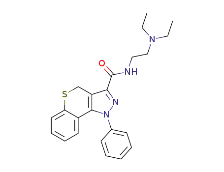 Molecular Structure of 69099-40-7 (N-[2-(diethylamino)ethyl]-1-phenyl-1,4-dihydrothiochromeno[4,3-c]pyrazole-3-carboxamide)