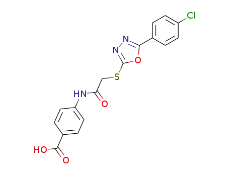Molecular Structure of 84327-86-6 (4-{2-[5-(4-Chloro-phenyl)-[1,3,4]oxadiazol-2-ylsulfanyl]-acetylamino}-benzoic acid)