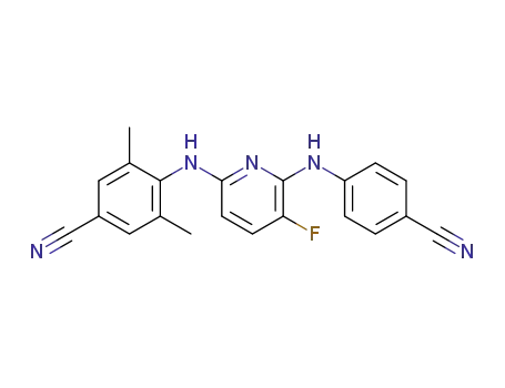 Molecular Structure of 1609686-75-0 (4-{[6-(4-cyanophenyl)amino-5-fluoropyridin-2-yl]amino}-3,5-dimethylbenzonitrile)