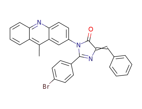 Molecular Structure of 84158-26-9 (2-(4-Bromo-phenyl)-3-(9-methyl-acridin-2-yl)-5-[1-phenyl-meth-(Z)-ylidene]-3,5-dihydro-imidazol-4-one)