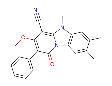 Molecular Structure of 119750-43-5 (3-Methoxy-5,7,8-trimethyl-1-oxo-2-phenyl-1,5-dihydro-benzo[4,5]imidazo[1,2-a]pyridine-4-carbonitrile)