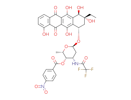 4-Nitro-benzoic acid (2S,3S,4S,6R)-6-((1S,3R,4R)-3-ethyl-3,4,5,10,12-pentahydroxy-6,11-dioxo-1,2,3,4,6,11-hexahydro-naphthacen-1-yloxy)-2-methyl-4-(2,2,2-trifluoro-acetylamino)-tetrahydro-pyran-3-yl ester