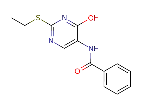 Molecular Structure of 116016-23-0 (Benzamide, N-[2-(ethylthio)-1,4-dihydro-4-oxo-5-pyrimidinyl]-)