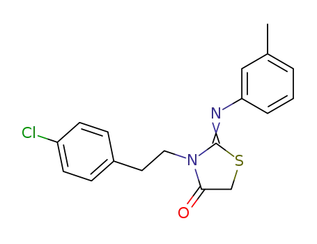 Molecular Structure of 34375-50-3 (3-[2-(4-Chlorophenyl)ethyl]-2-[(3-methylphenyl)imino]-4-thiazolidinone)