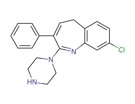 Molecular Structure of 111027-84-0 (5H-1-Benzazepine, 8-chloro-3-phenyl-2-(1-piperazinyl)-)