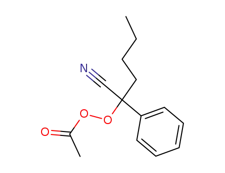 Molecular Structure of 58422-73-4 (Peracetic acid 1-cyano-1-phenylpentyl ester)