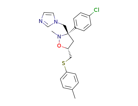 Molecular Structure of 113944-05-1 (3-(4-Chlorophenyl)-3-((1H-imidazol-1-yl)methyl)-2-methyl-5-(((4-methylphenyl)thio) methyl) isoxazolidine)