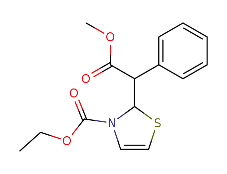 Molecular Structure of 93472-21-0 (2-(Methoxycarbonyl-phenyl-methyl)-thiazole-3-carboxylic acid ethyl ester)