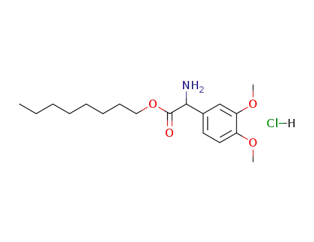 Molecular Structure of 141233-55-8 (Amino-(3,4-dimethoxy-phenyl)-acetic acid octyl ester; hydrochloride)