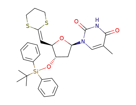 1-[(2R,4S,5R)-4-(tert-Butyl-diphenyl-silanyloxy)-5-[1,3]dithian-2-ylidenemethyl-tetrahydro-furan-2-yl]-5-methyl-1H-pyrimidine-2,4-dione