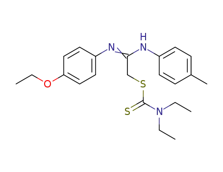 Molecular Structure of 105858-92-2 ((2E)-2-[(4-ethoxyphenyl)amino]-2-[(4-methylphenyl)imino]ethyl diethylcarbamodithioate)