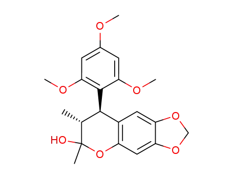 Molecular Structure of 116409-15-5 (6,7-dimethyl-8-(2,4,6-trimethoxyphenyl)-7,8-dihydro-6H-[1,3]dioxolo[4,5-g]chromen-6-ol)