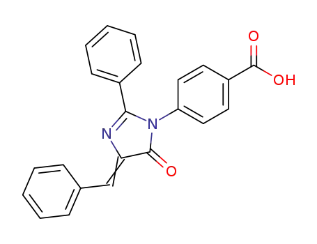 Molecular Structure of 81820-19-1 (Benzoic acid,
4-[4,5-dihydro-5-oxo-2-phenyl-4-(phenylmethylene)-1H-imidazol-1-yl]-)