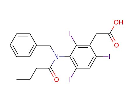 Acetic acid, (3-(N-benzylbutyramido)-2,4,6-triiodophenyl)-