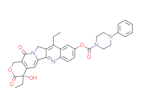 Molecular Structure of 136539-34-9 (4-Phenyl-piperazine-1-carboxylic acid (S)-4,11-diethyl-4-hydroxy-3,13-dioxo-3,4,12,13-tetrahydro-1H-2-oxa-6,12a-diaza-dibenzo[b,h]fluoren-9-yl ester)