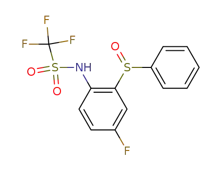 Molecular Structure of 62677-22-9 (Methanesulfonamide,
1,1,1-trifluoro-N-[4-fluoro-2-(phenylsulfinyl)phenyl]-)