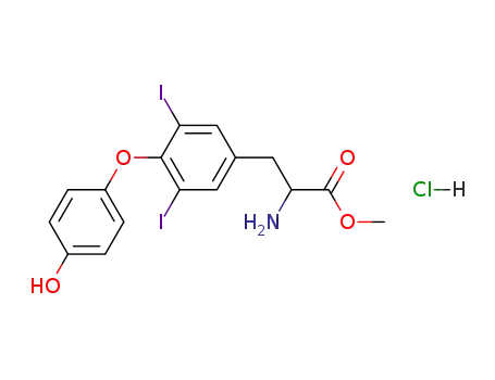 Molecular Structure of 111149-73-6 (L-TYROSINE, O-(4-HYDROXYPHENYL)-3,5-DIIODO-, METHYL ESTER, HYDROCHLORIDE)