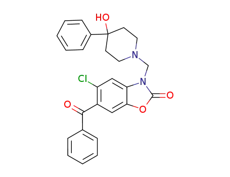 Molecular Structure of 115967-04-9 (5-chloro-3-[(4-hydroxy-4-phenylpiperidin-1-yl)methyl]-6-(phenylcarbonyl)-1,3-benzoxazol-2(3H)-one)