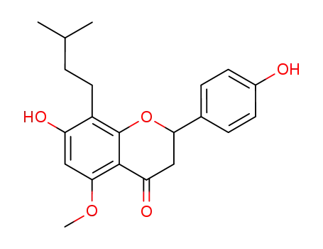 Molecular Structure of 72060-15-2 (2,3-Dihydro-7-hydroxy-2-(4-hydroxyphenyl)-5-methoxy-8-(3-methylbutyl)-4H-1-benzopyran-4-one)