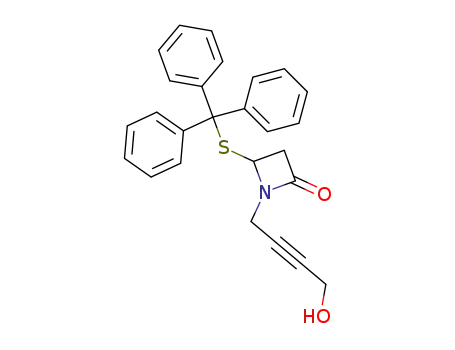 Molecular Structure of 77976-53-5 (1-(4-hydroxybut-2-ynyl)-4-(triphenylmethylthio)azetidin-2-one)
