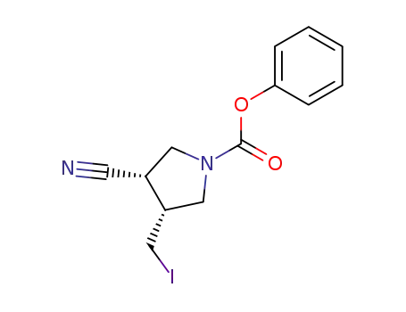 (3S,4R)-3-Cyano-4-iodomethyl-pyrrolidine-1-carboxylic acid phenyl ester
