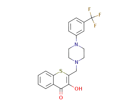 Molecular Structure of 88470-02-4 (4H-1-Benzothiopyran-4-one,
3-hydroxy-2-[[4-[3-(trifluoromethyl)phenyl]-1-piperazinyl]methyl]-)