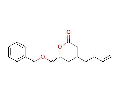 Molecular Structure of 130129-14-5 (2H-Pyran-2-one, 4-(3-butenyl)-5,6-dihydro-6-[(phenylmethoxy)methyl]-,
(R)-)