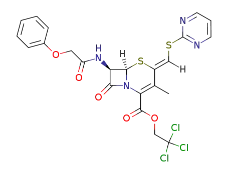 (6<i>R</i>)-3-methyl-8-oxo-7<i>t</i>-(2-phenoxy-acetylamino)-4-(<i>Z</i>)-pyrimidin-2-ylsulfanylmethylene-(6<i>r</i><i>H</i>)-5-thia-1-aza-bicyclo[4.2.0]oct-2-ene-2-carboxylic acid 2,2,2-trichloro-ethyl ester
