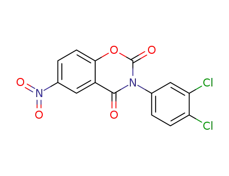 Molecular Structure of 92030-38-1 (2H-1,3-Benzoxazine-2,4(3H)-dione, 3-(3,4-dichlorophenyl)-6-nitro-)