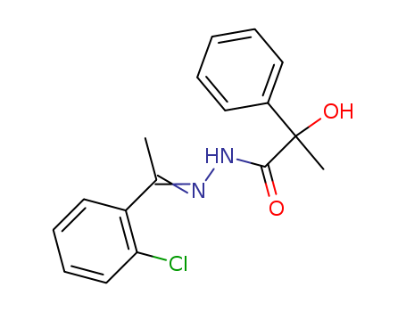 Molecular Structure of 133687-85-1 (Benzeneacetic acid, a-hydroxy-a-methyl-,2-[1-(2-chlorophenyl)ethylidene]hydrazide)