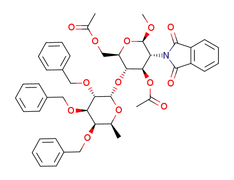 Molecular Structure of 131545-06-7 (Methyl 3,6-di-O-acetyl-2-deoxy-2-phthalimido-4-O-(2,3,4-tri-O-benzyl-α-L-fucopyranosyl)-β-D-glucopyranoside)