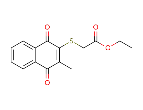 Molecular Structure of 72775-93-0 (Acetic acid, [(1,4-dihydro-3-methyl-1,4-dioxo-2-naphthalenyl)thio]-, ethyl
ester)