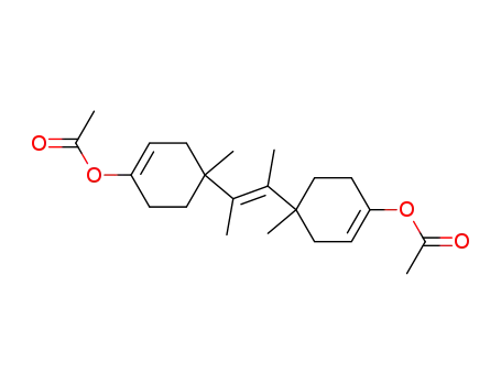 Molecular Structure of 7105-82-0 (2,3-Bis-<4-acetoxy-1-methyl-cyclohexen-(3)-yl-(1)>-buten-(2))