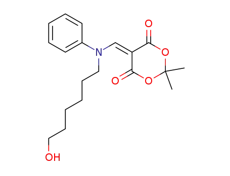 Molecular Structure of 155373-45-8 (5-{[(6-Hydroxy-hexyl)-phenyl-amino]-methylene}-2,2-dimethyl-[1,3]dioxane-4,6-dione)