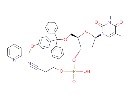 Pyridinium-<2-cyanethyl><5'-O-<(4-methoxyphenyl)diphenylmethyl>thymidin-3'>phosphat