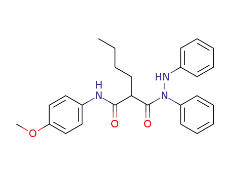 Molecular Structure of 76383-80-7 (2-(N,N'-Diphenyl-hydrazinocarbonyl)-hexanoic acid (4-methoxy-phenyl)-amide)