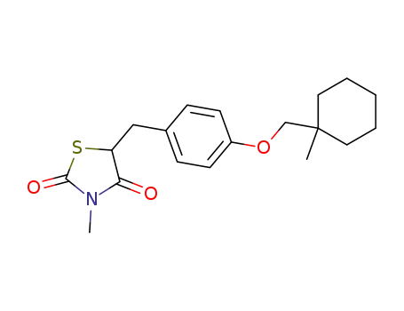 Molecular Structure of 96207-27-1 (2,4-Thiazolidinedione,
3-methyl-5-[[4-[(1-methylcyclohexyl)methoxy]phenyl]methyl]-)