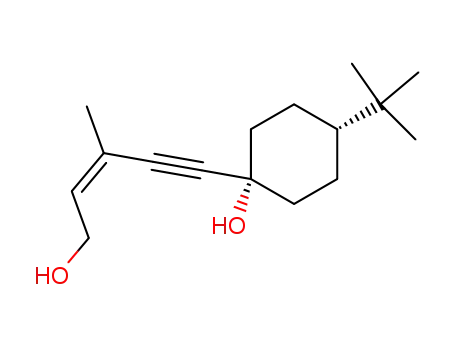 Molecular Structure of 61976-05-4 (4-tert-Butyl-1-((Z)-5-hydroxy-3-methyl-pent-3-en-1-ynyl)-cyclohexanol)
