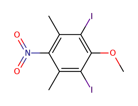 Molecular Structure of 67353-74-6 (Benzene, 1,3-diiodo-2-methoxy-4,6-dimethyl-5-nitro-)