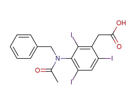 Molecular Structure of 29193-35-9 ([3-(N-Benzylacetylamino)-2,4,6-triiodophenyl]acetic acid)