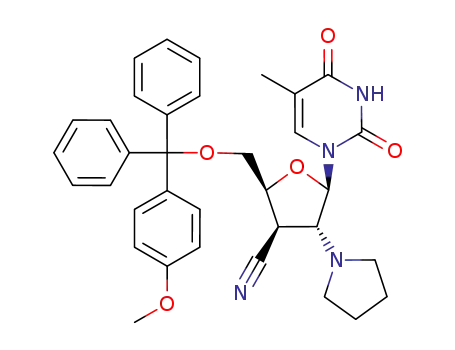 1-<5'-O-(4-monomethoxytrityl)-2',3'-dideoxy-3'(S)-3'-C-cyano-2'(R)-2'-(1-pyrrolidino)-β-D-glycero-pentofuranosyl>thymine