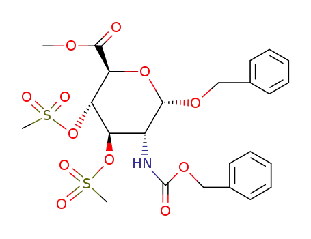 Molecular Structure of 79414-49-6 (methyl <O(1)-benzyl-2-C-(benzyloxy)formamido>-2-deoxy-3,4-bis<O(methylsulfonyl)>-α-D-glucopyranosiduronate)